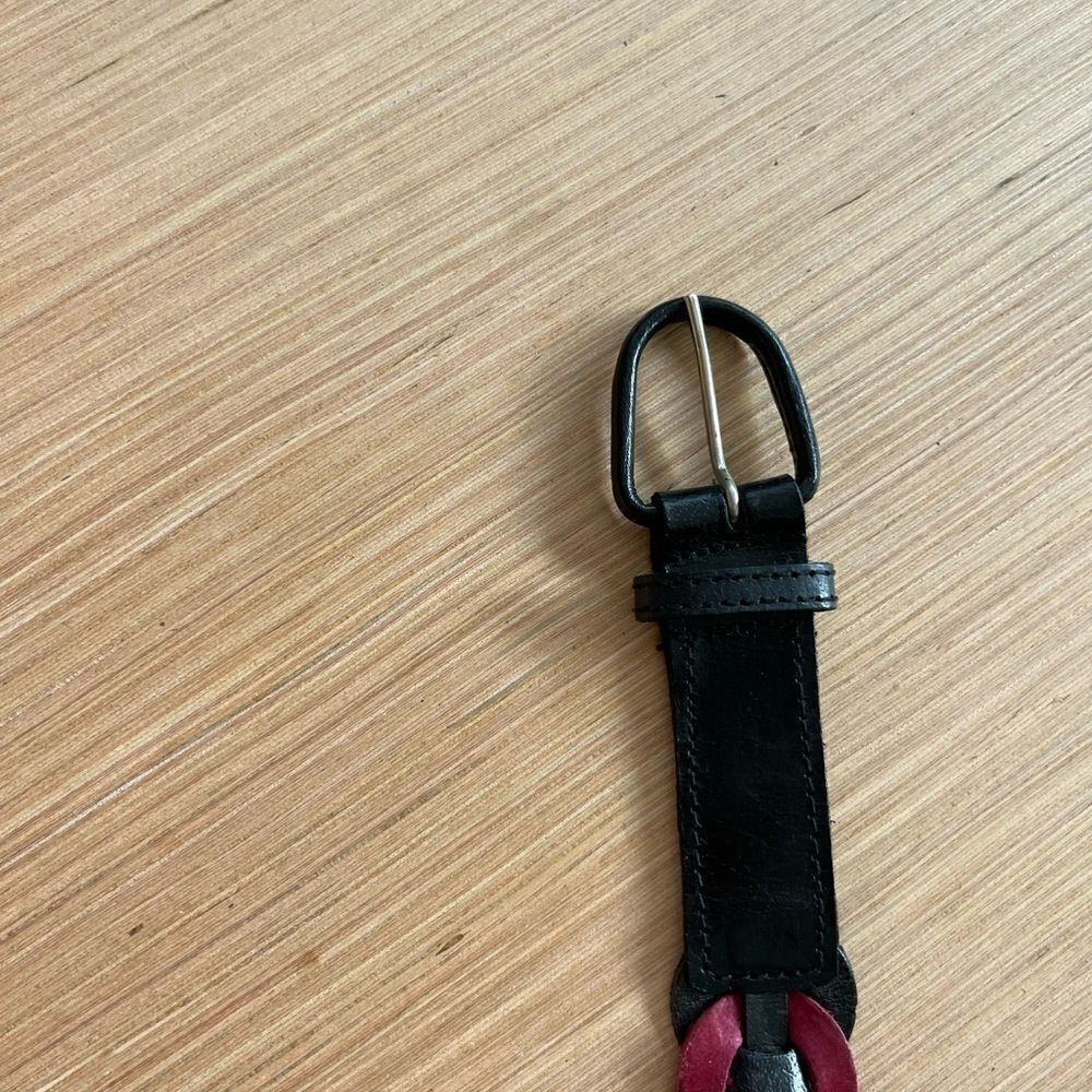 Vintage Black Leather Braided Colorful Belt - Picture 4 of 9
